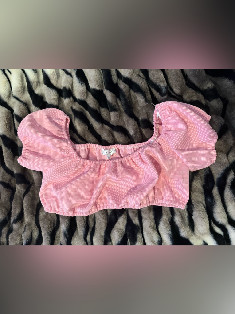Pink Emory Park Off-Shoulder Crop Top